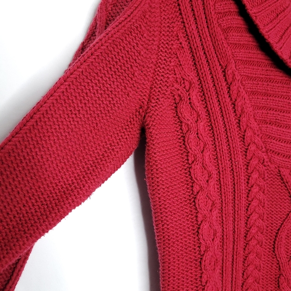 EDDIE BAUER Shawl Collar Chunky Cable Knit Sweater Women's SMALL - Picture 5 of 12